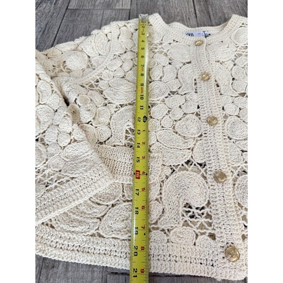 ZARA KNIT MACRAMÉ CARDIGAN - Picture 3 of 9